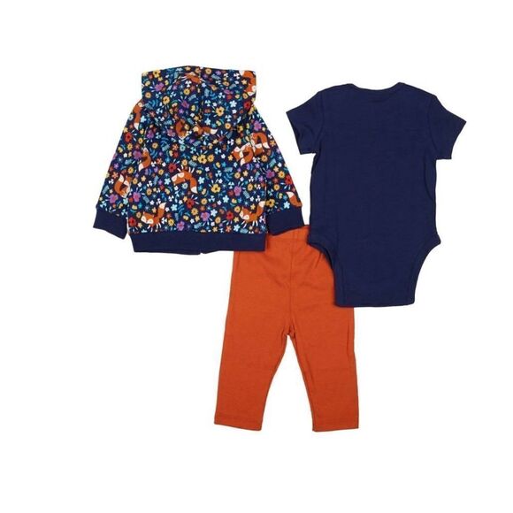 Little Me Girls 6 Months 3pc. Fox Print Hoodie Pants Set - Picture 9 of 9